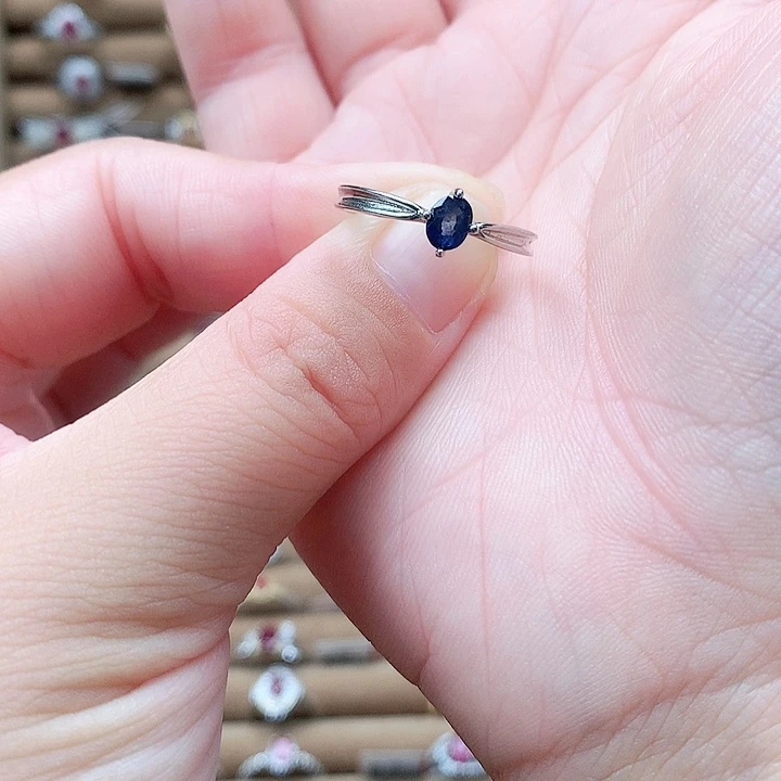 戒指蓝宝石银S925镶嵌