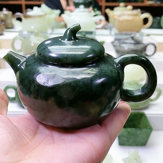 和田玉未镶嵌挂件茶壶190m l