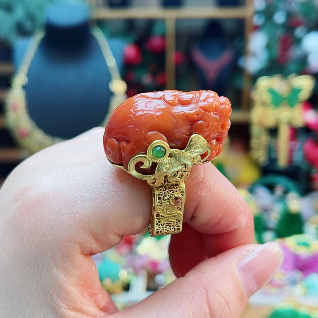 银S925镶嵌南红玛瑙戒指48小时鉴赏期