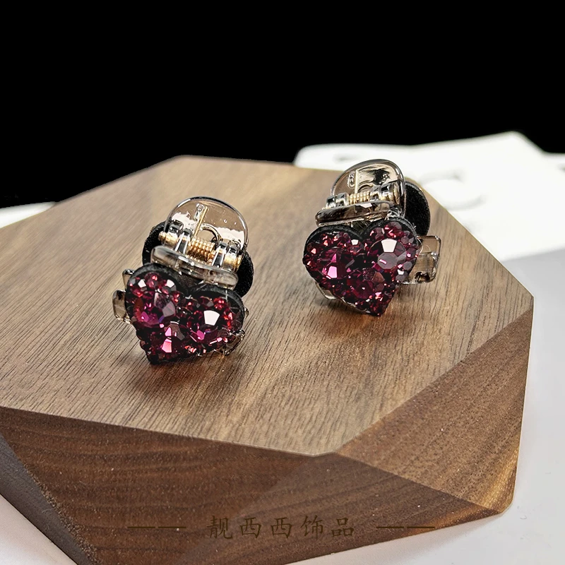 【LXX靓西西】035刘海抓夹2厘米迷你气质紫色小爱心碎发夹一对装