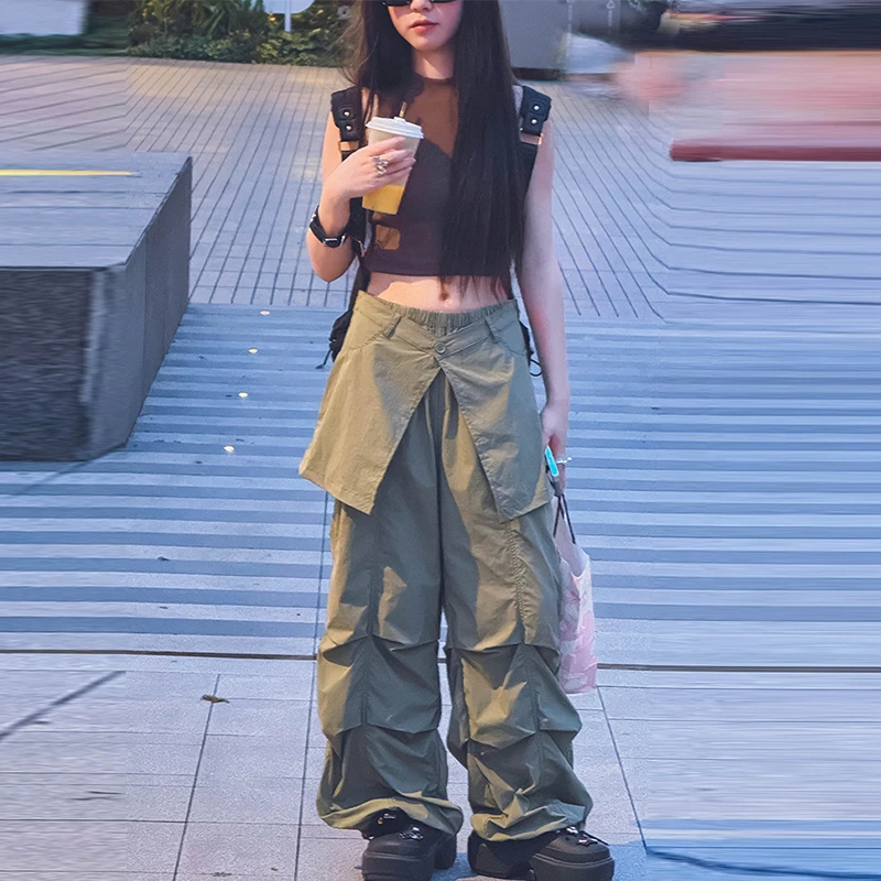 冷大娘男女中大童工装裤休闲街舞运动百搭宽松紧腰长裤亲子裙裤子