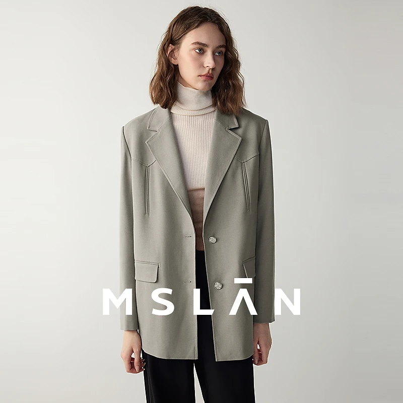 MSLAN【商场同款】秋季新款简约质感一手长西装外套MGAW097