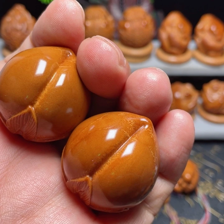 橄榄核手串/手链寿桃手球一对3.3左右