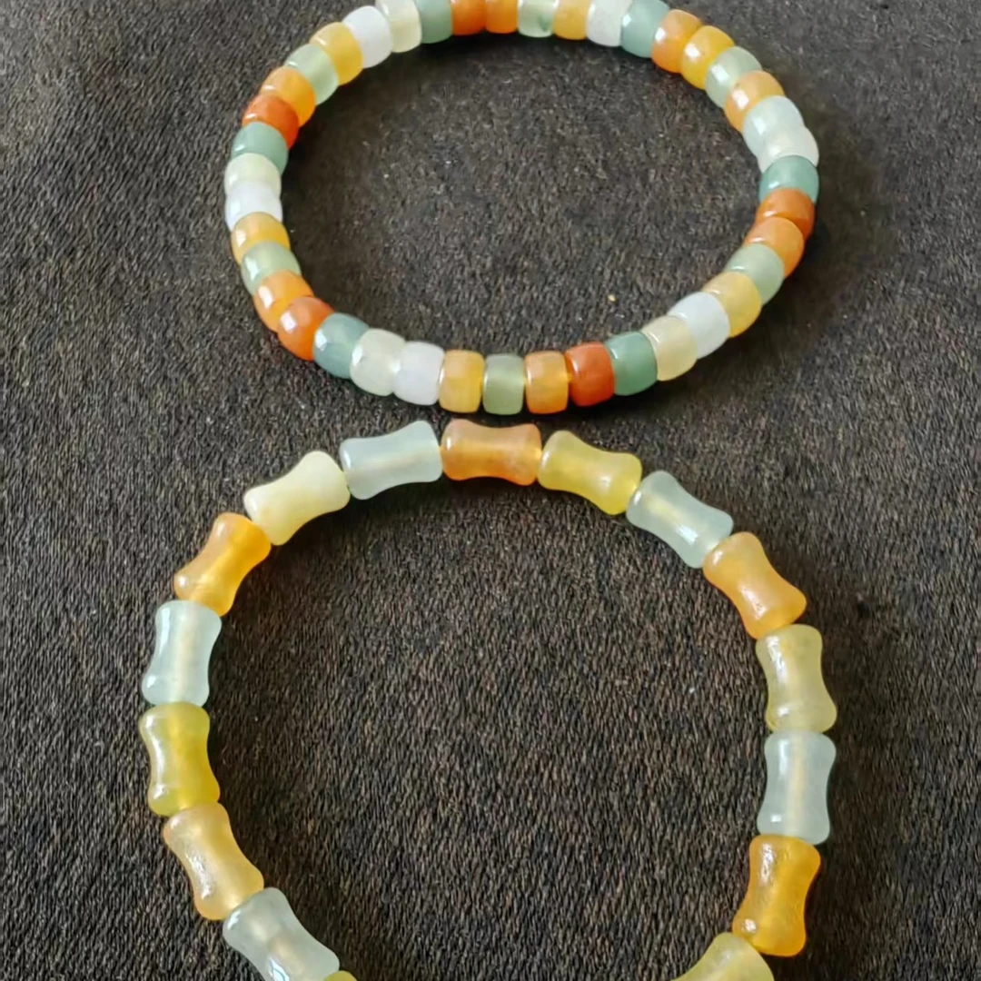 金丝玉竹节切割两件套手串