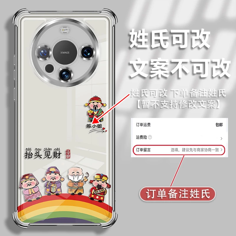 适用于华为mate60pro系列姓氏抬头见财电镀防摔手机壳防摔爆款女