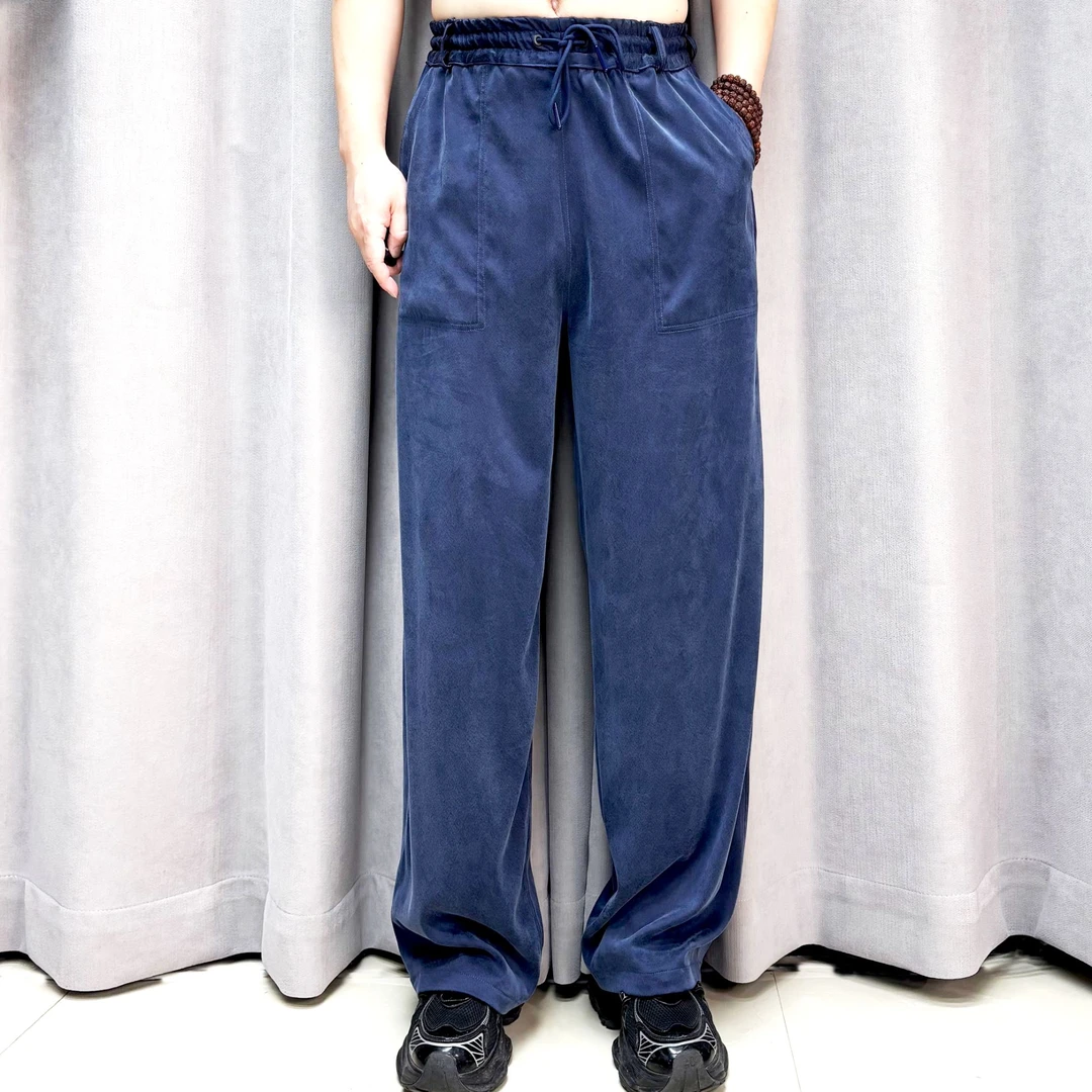 乔其缎春秋款松紧直筒裤百搭夏季休闲裤松紧腰运动宽松长裤2528