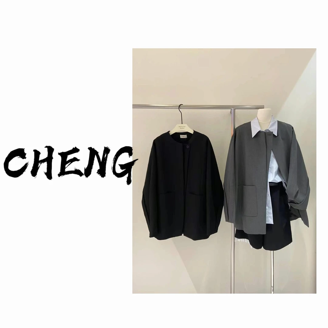 【CB-J-西装】韩版宽松蝙蝠袖设计感休闲西装外套女装气质洋气上衣