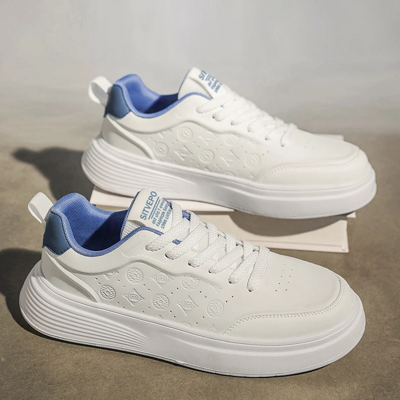 夏秋季韩版潮流休闲板鞋圆头透气小白鞋运动鞋男士极简风注压秋季