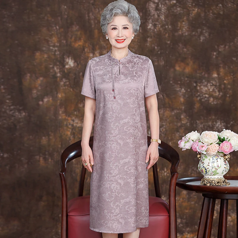 新中式妈妈夏装连衣裙气质优雅2025新款中老年女夏季改良奶奶裙子