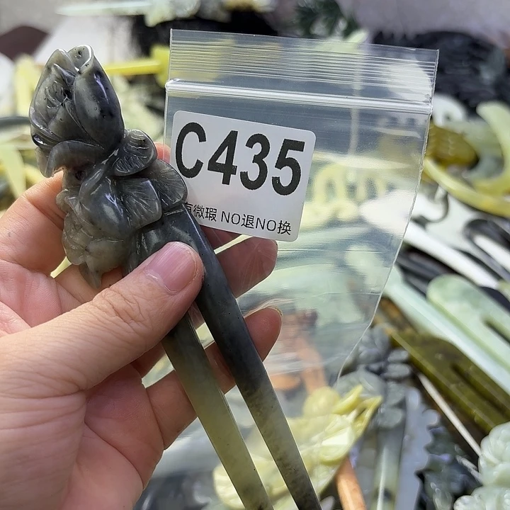 m***o合金蛇纹石玉发饰