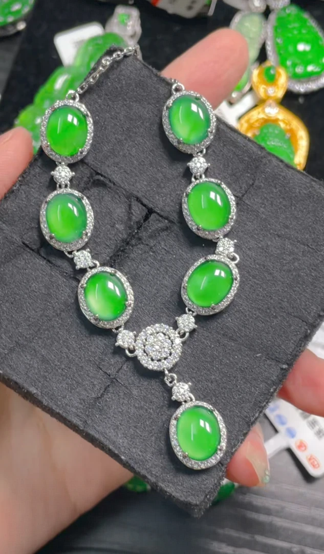 蛋面高级百搭气质高品质翡翠A货蛋面项链