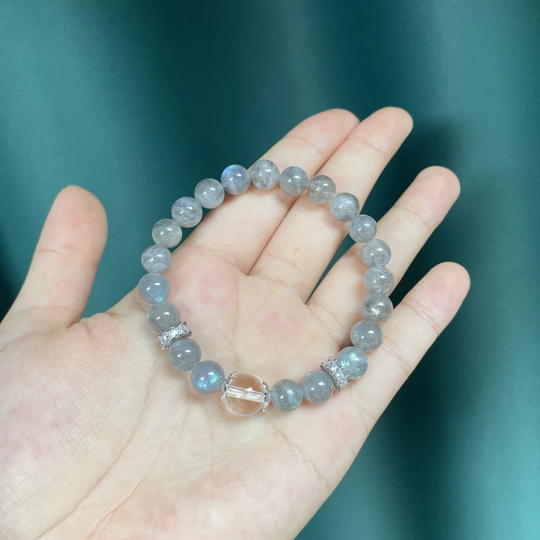 【A028岁月神偷】重生缘灰月光石手串白月光手链设计款情人节礼物