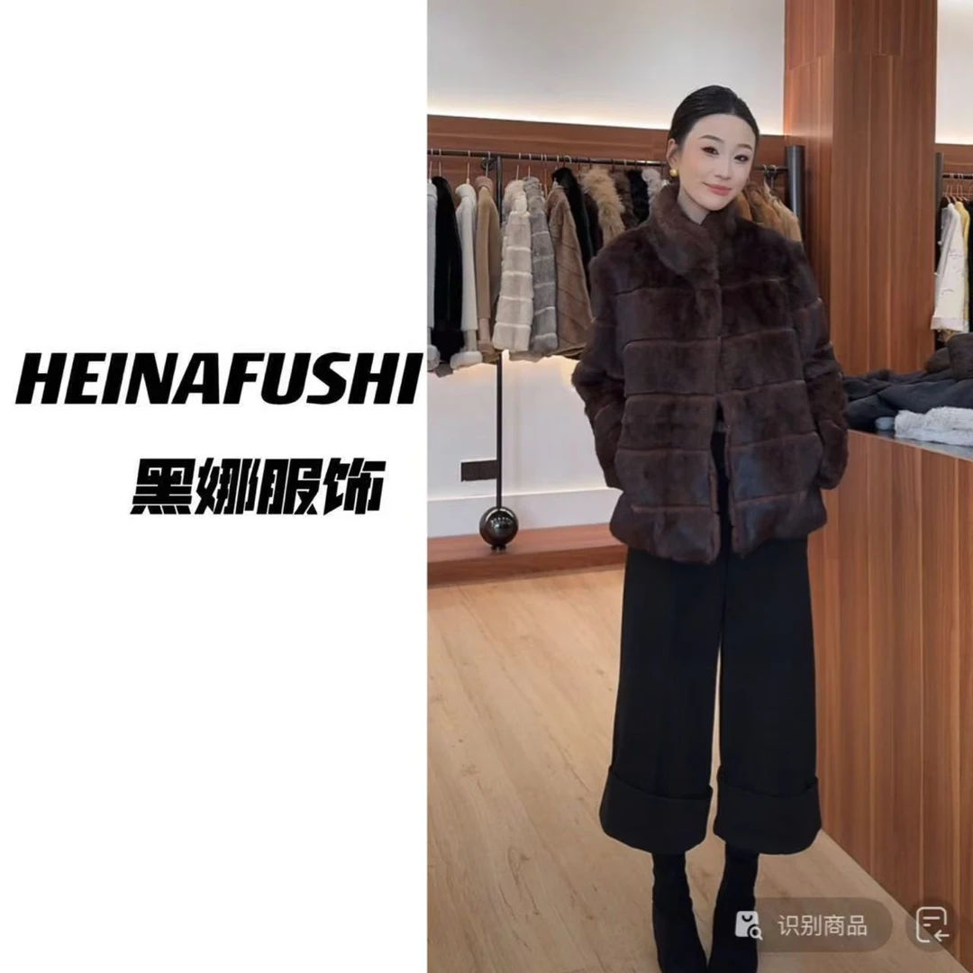 HEINA【冬日雪兔】立领双色兔毛外套2538