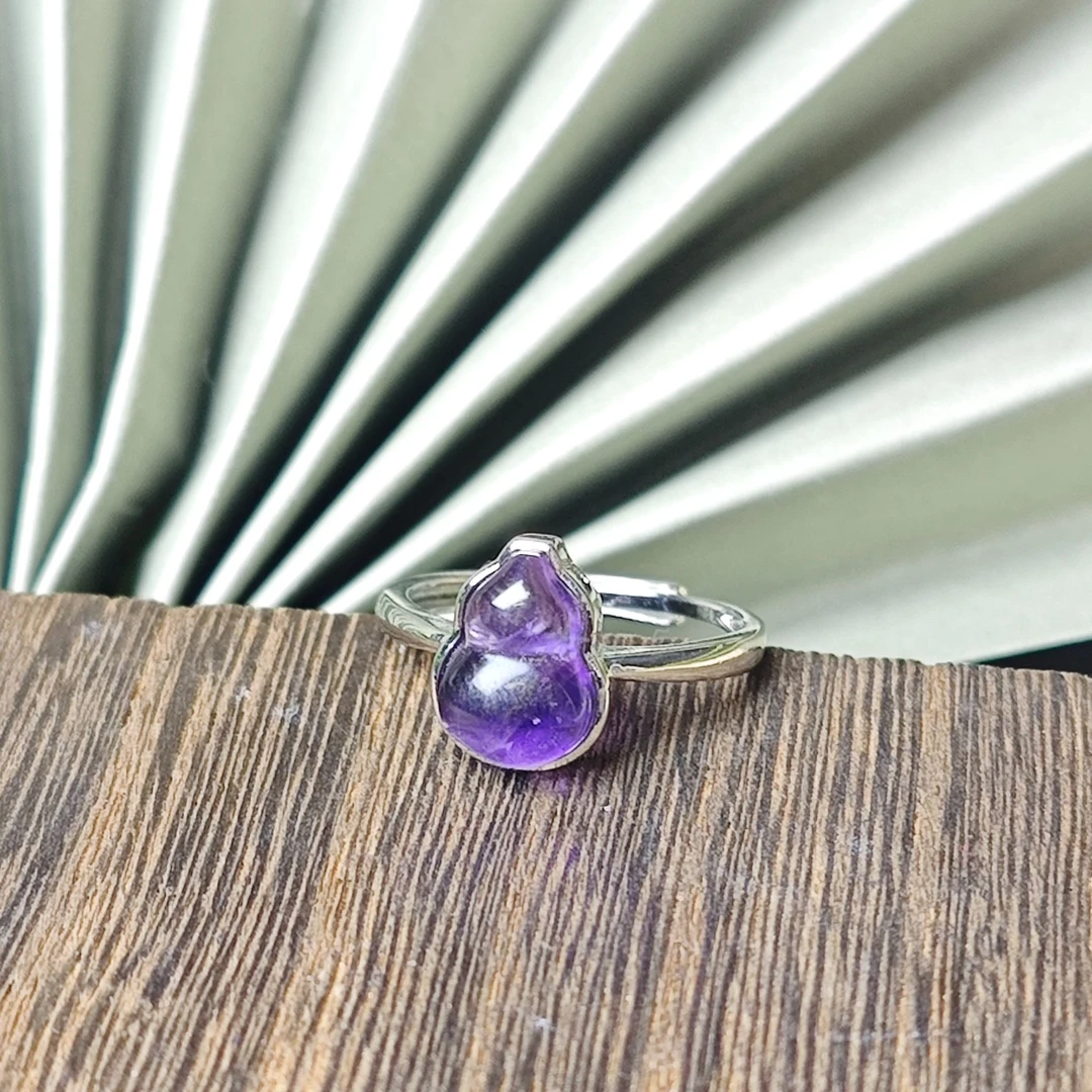 高定珠宝轻奢设计款紫水晶葫芦戒指-a510