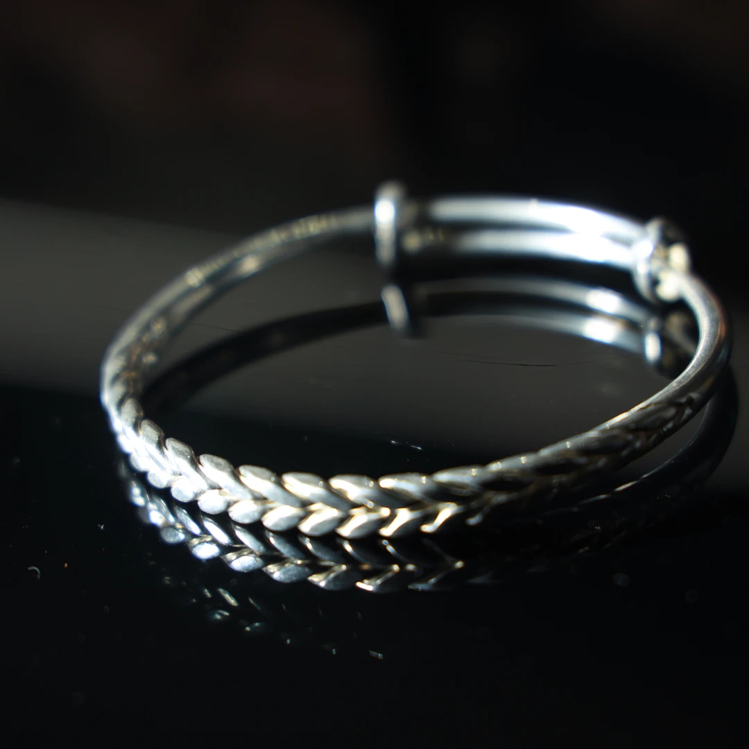 足银手镯 【稻韵】潘仕学手工银手镯足银手镯