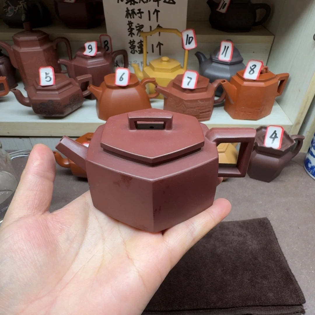 茶壶紫泥半手工六方井栏150cc