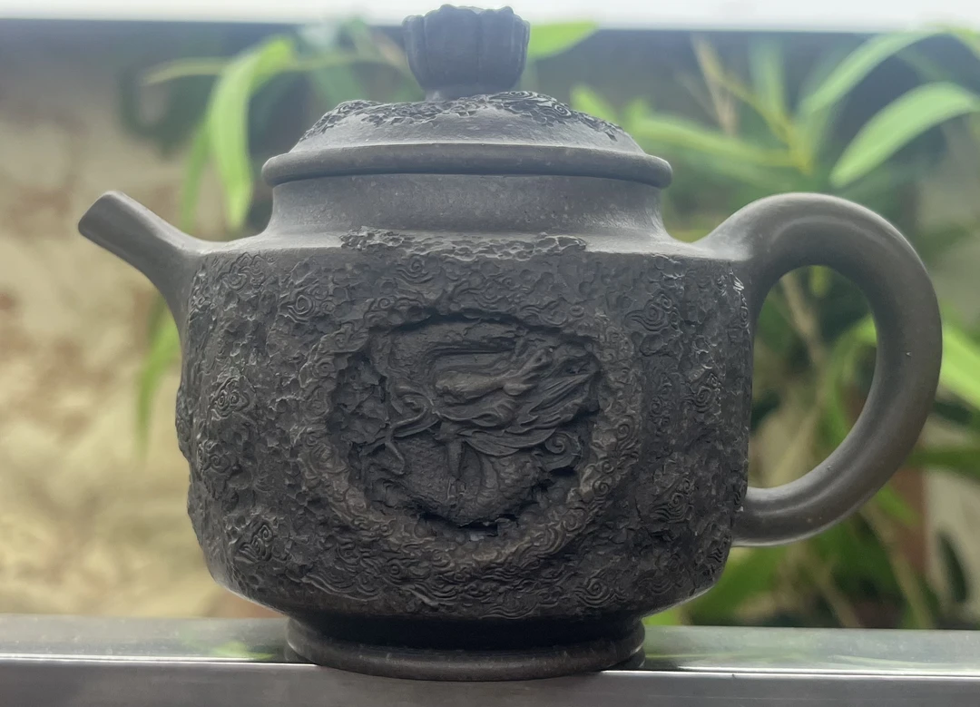 宜兴原矿紫砂（全手工制作）敦煌壁画古龙窑柴烧发色青铜质感160cc