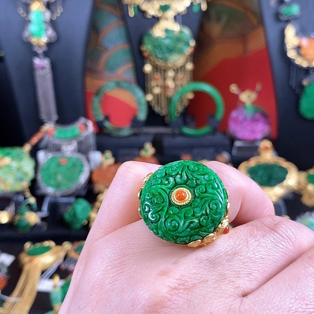 翡翠银S925镶嵌戒指戒指