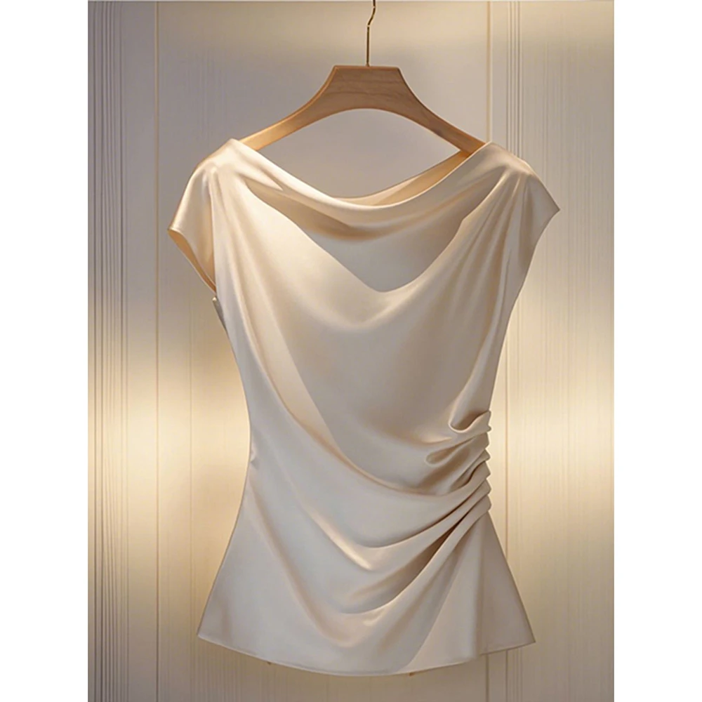 法式轻奢小众醋酸T恤女春季新款高级感漂亮时尚气质超好看上衣