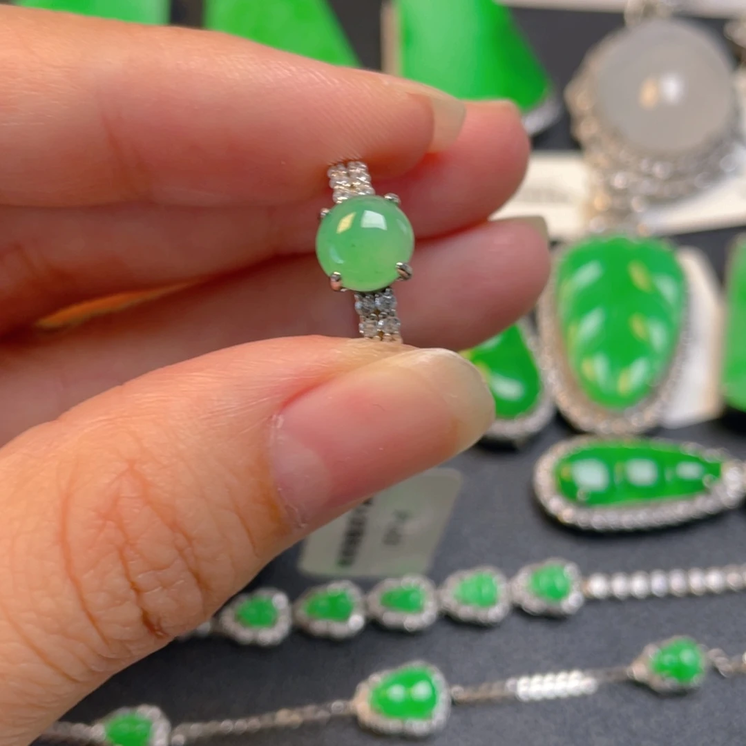 翡翠银S925镶嵌吊坠(不含链)戒指