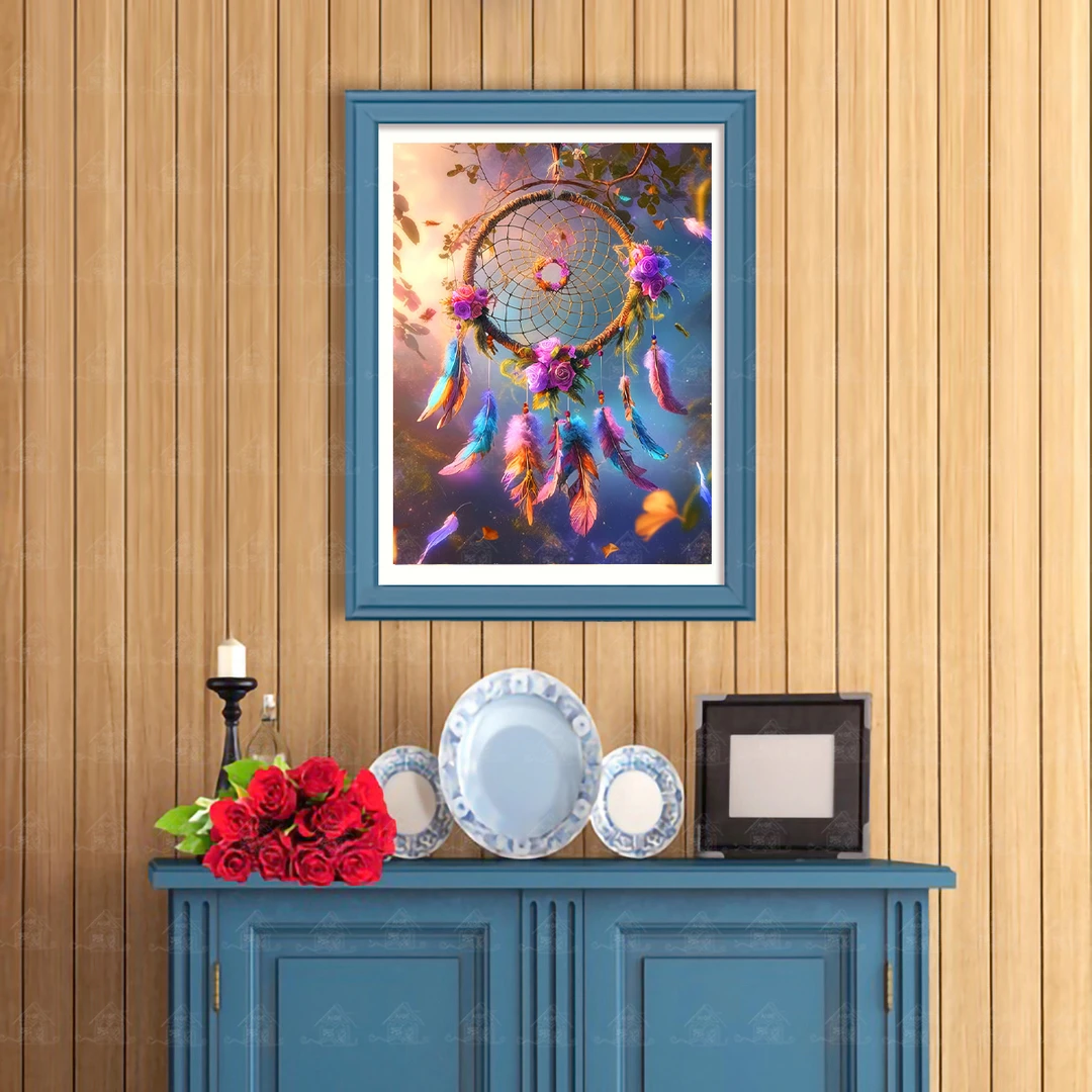 爱阁十字绣捕梦网和花朵三新款小件花卉简约客厅玄关手工装饰线绣