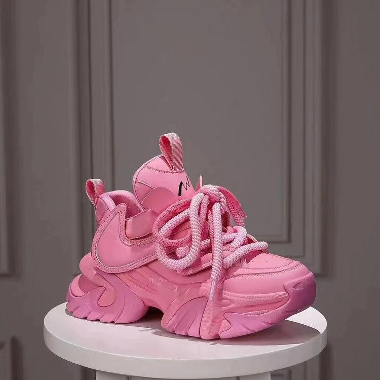 鞋子女2025新款春秋爆款防滑小个子增高厚底粉色老爹鞋运动休闲鞋