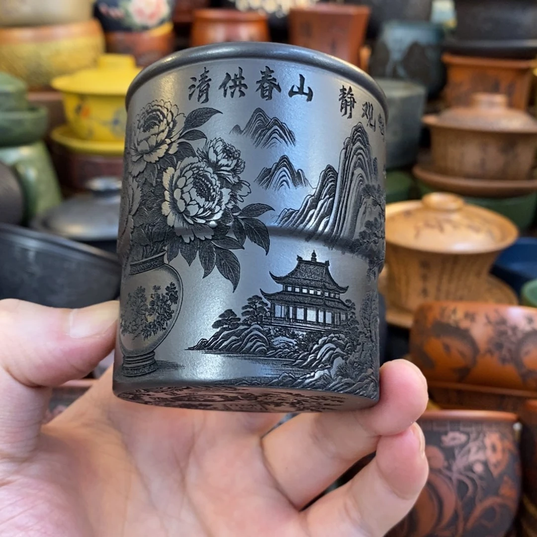 紫砂杯子宜兴全手工紫砂杯