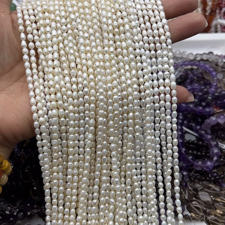 玛瑙/玉髓未镶嵌珠宝半成品一条3.5mm左右米珠珍珠