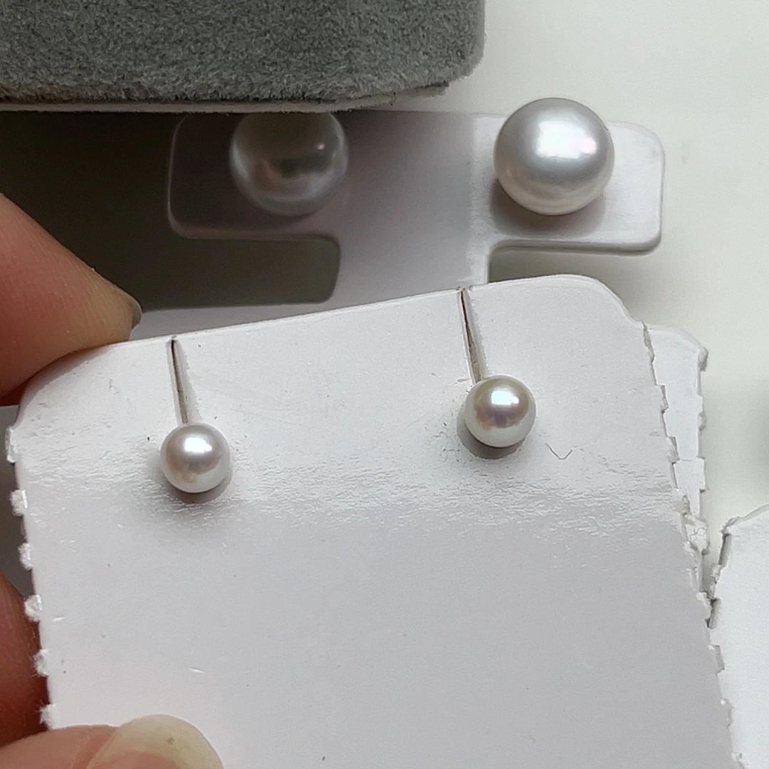 淡水珍珠银S925镶嵌耳饰