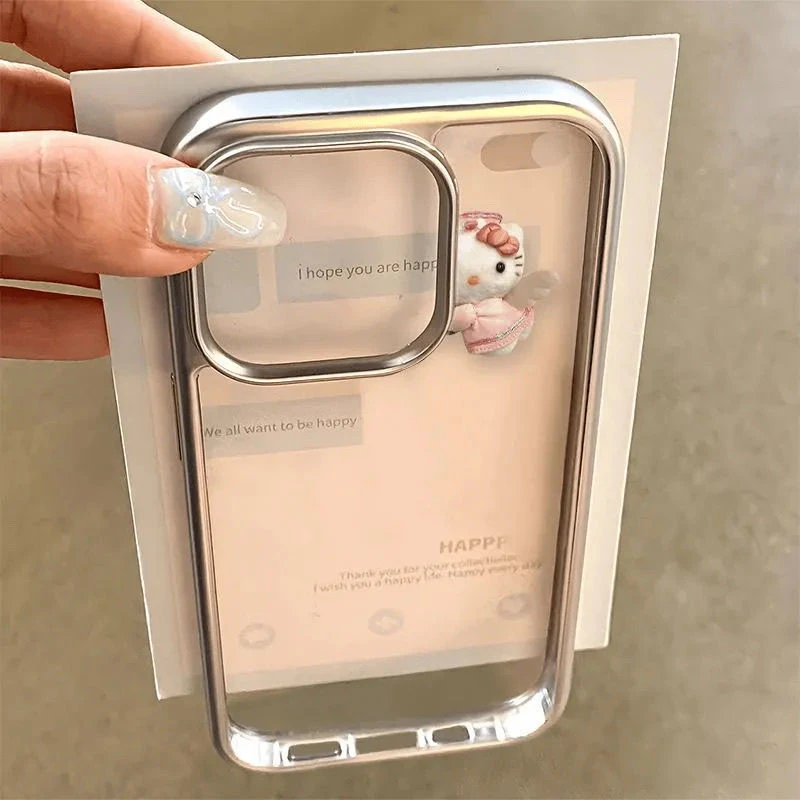 天使猫适用苹果17PROMAX手机壳16PRO电镀15PROMAX创意14卡通13/12