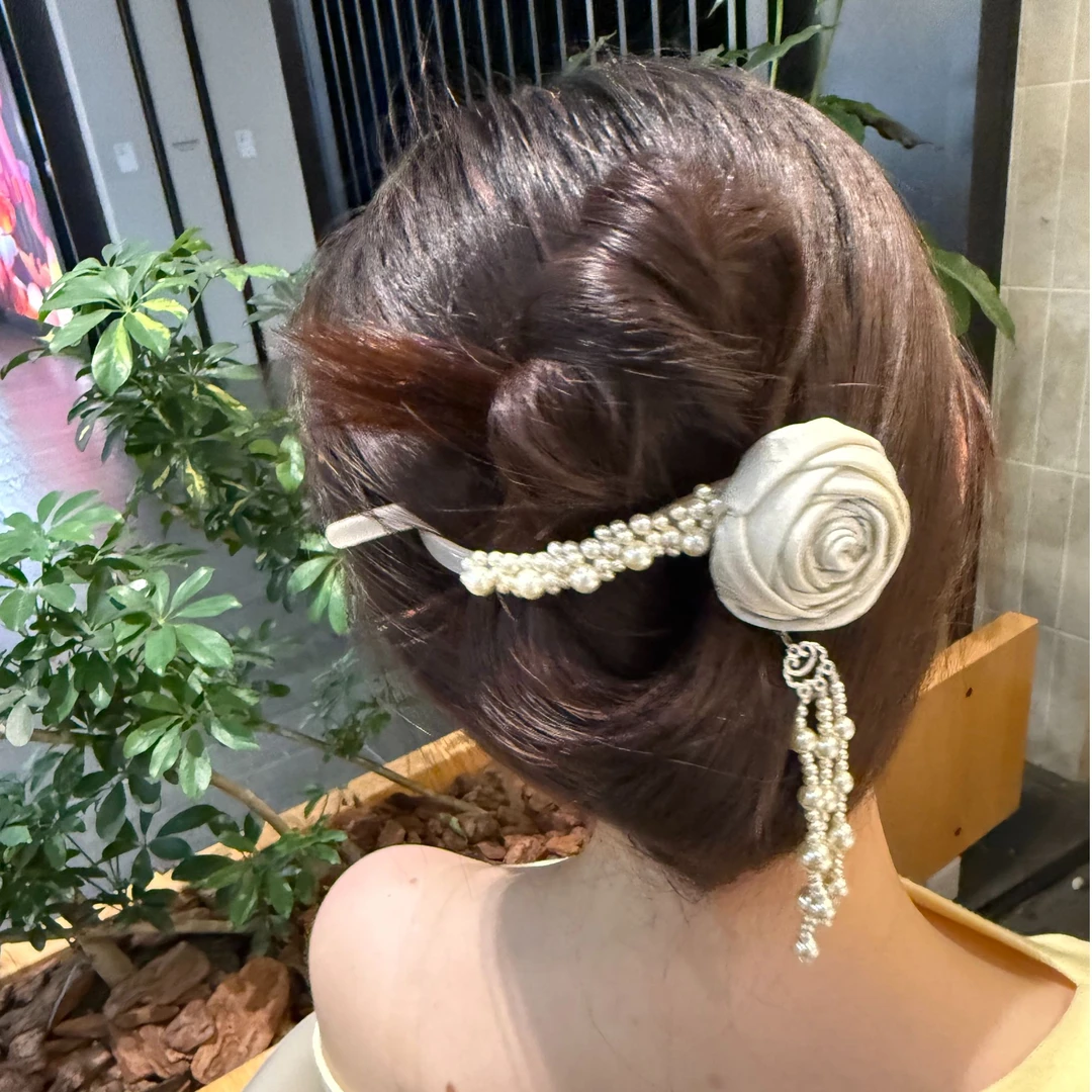 （兰亭序）真丝＋桑蚕丝扭扭夹小香风仙女发夹超仙日韩百搭女463