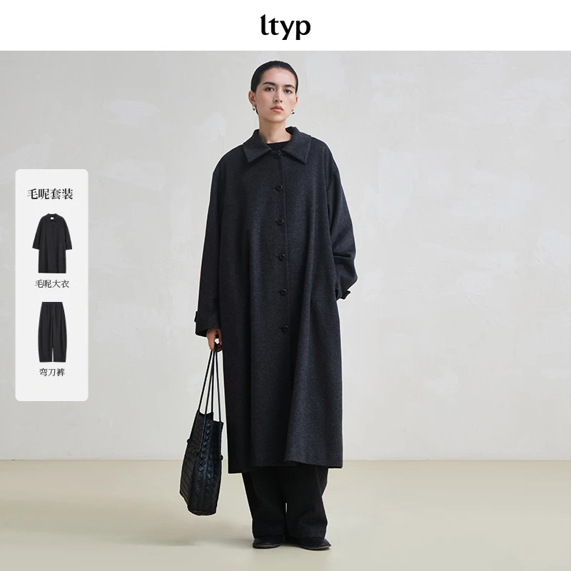ltyp9.3 羊毛毛呢大衣/弯裤 时尚单排扣长款呢外套女M112254125