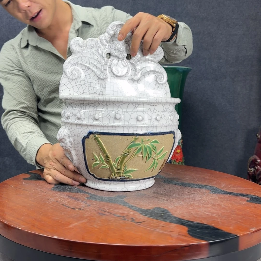 正宗岭南石湾盆内长20宽11深18微瑕