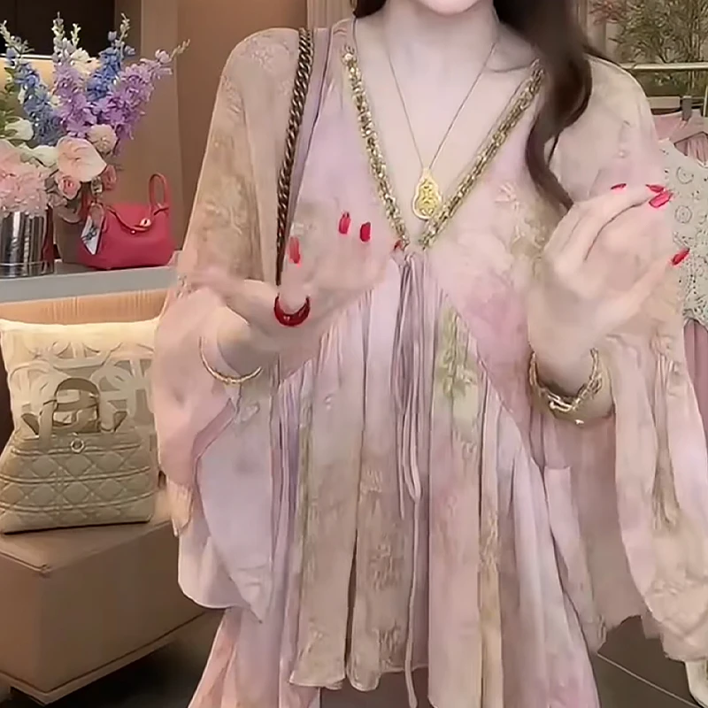 设计感小众碎花宽夏装长袖气质仙气夏季薄款不撞衫长袖薄款上衣