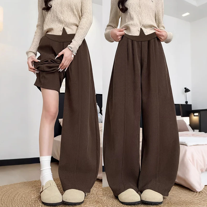 孕妇裤秋冬新款复古弯刀裤女2025年宽松显瘦百搭阔腿裤子托腹卫裤