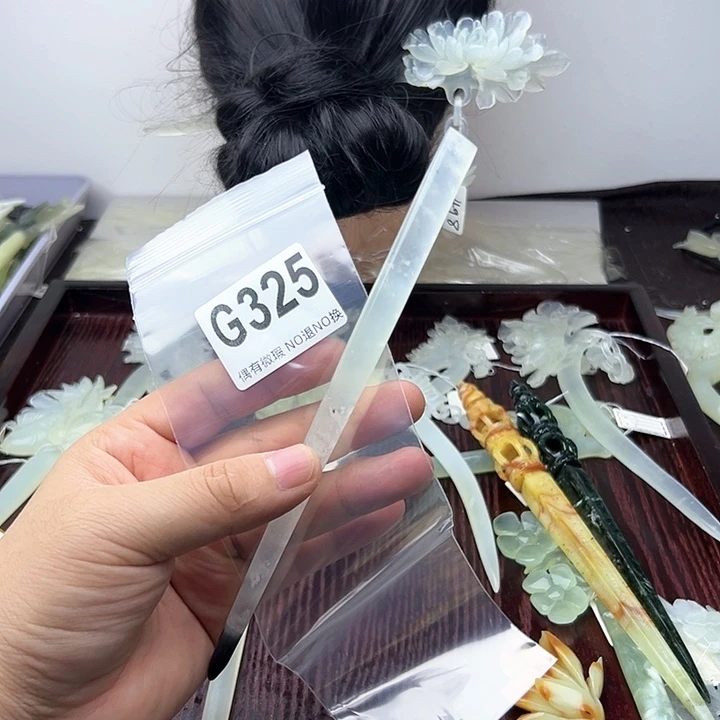 蛇纹石玉发饰合金陌*£