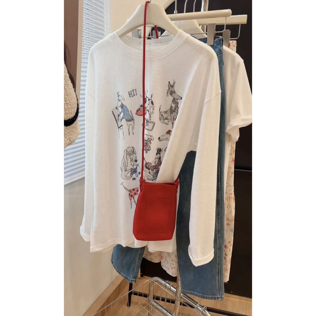 夏日清透感长袖T恤女2025年新款爆款卡通减龄薄款防晒罩衫上衣