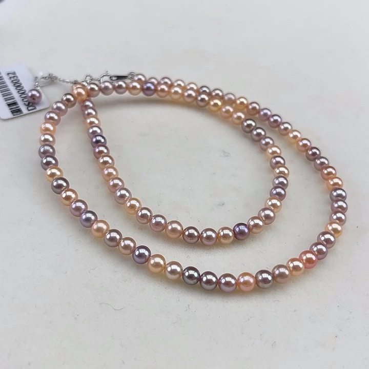 淡水珍珠银S925镶嵌颈饰4➕极光糖果色高品