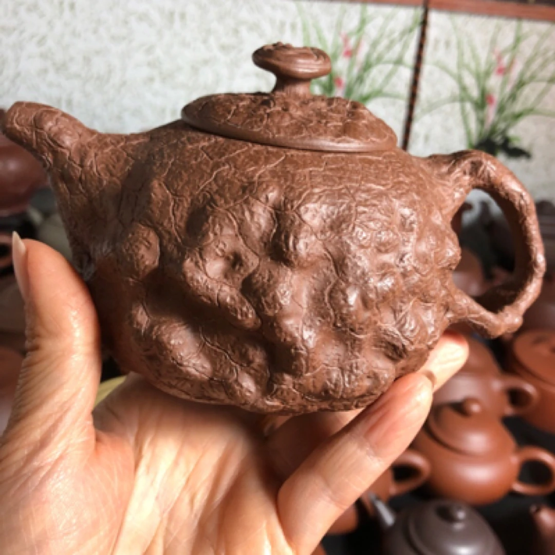 灵芝供春壶紫砂壶300cc革紫泥茶具泡茶壶紫砂茶具紫砂茶壶工艺品