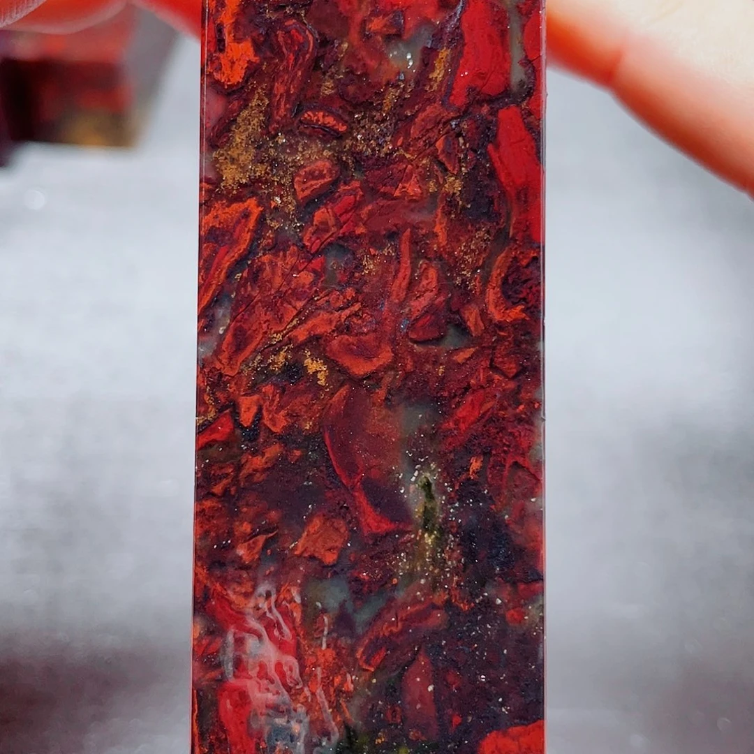 玉桂林鸡血玉印章镇尺10