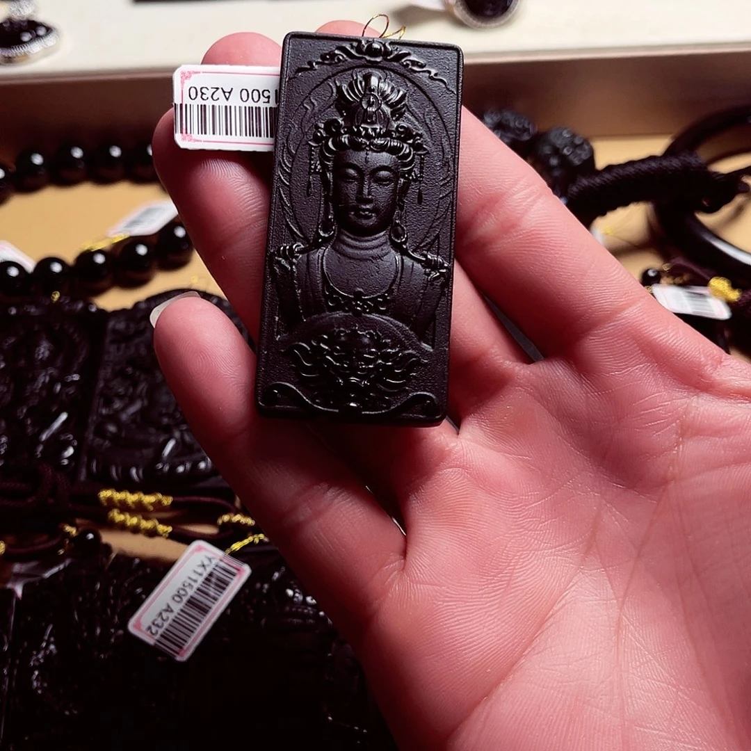 天然缅科a货 钢琴黑 观音首a230