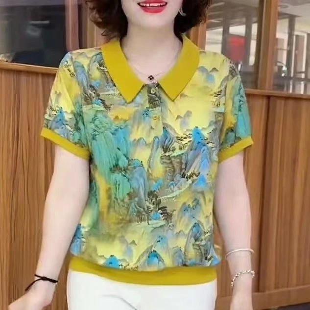 薄款娃娃领设计款洋气小衫2025新款女装夏季时尚气质短袖T恤