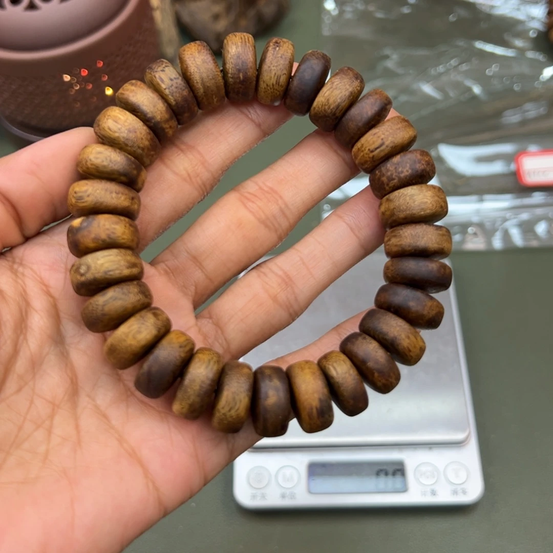 手串沉香海南老白棋算盘珠卡1.6/25g