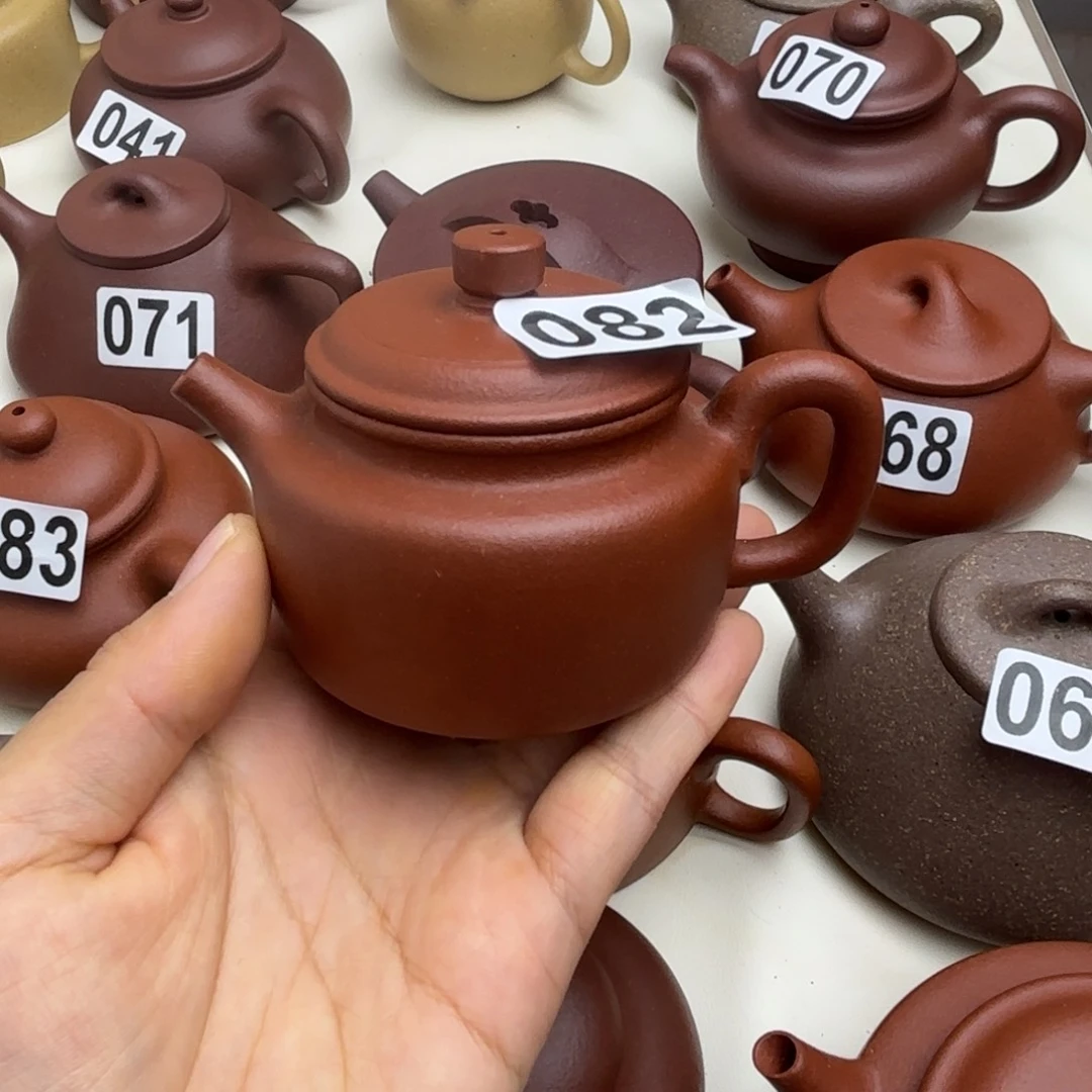 富***@紫砂茶壶红降坡德钟100cc