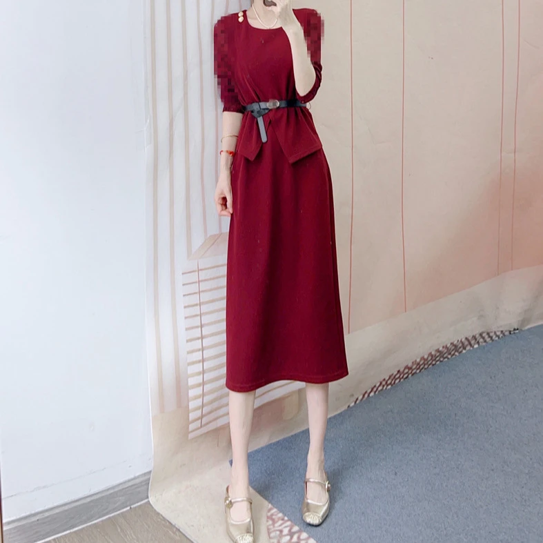 537气质简约风显瘦长袖假两件连衣裙2537/GP