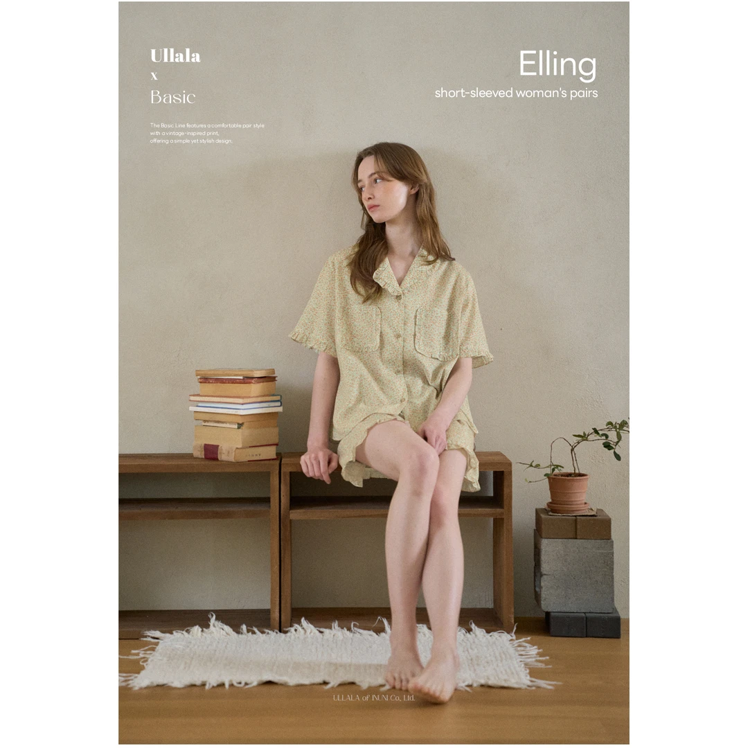 Ullala乌拉拉进口家居服女夏季短袖短裤碎花甜美睡衣25224