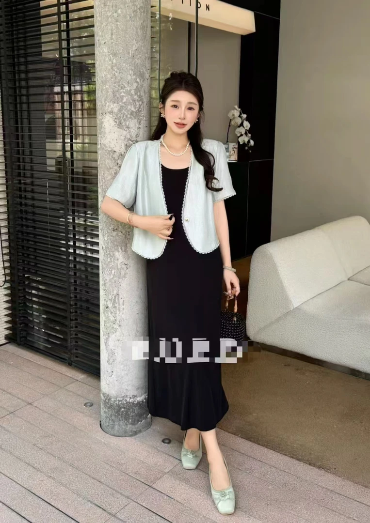 邹先森25650-30夏季新款小香风高级感吊带显瘦两件套