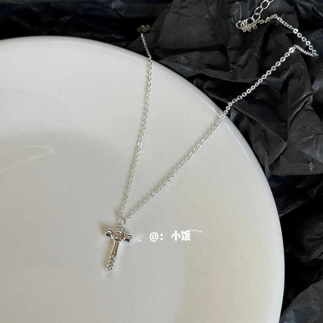 铜合金项链 【xf studio】T字锆石项链潮牌吊坠百搭配饰