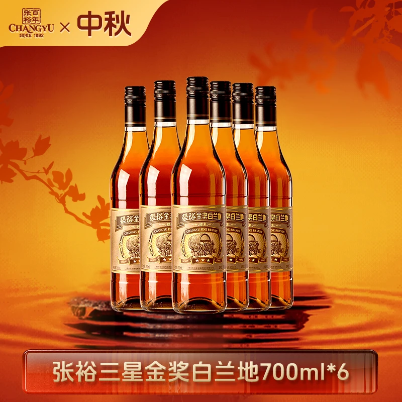 张裕白兰地三星金奖白兰地 700ml*6 口粮酒 洋酒