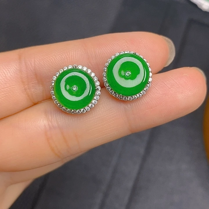 翡翠银S925镶嵌耳饰
